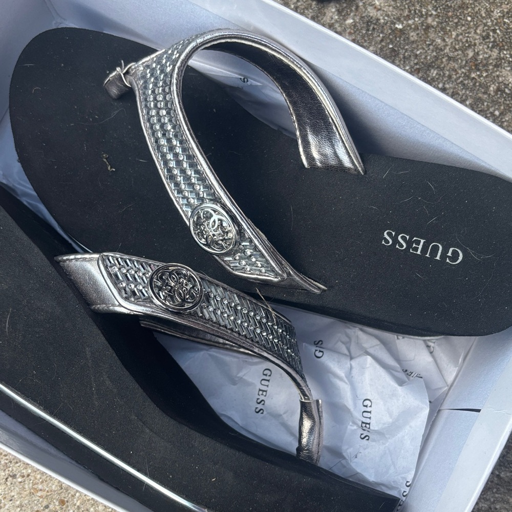GUESS Metallic Silver Sandals